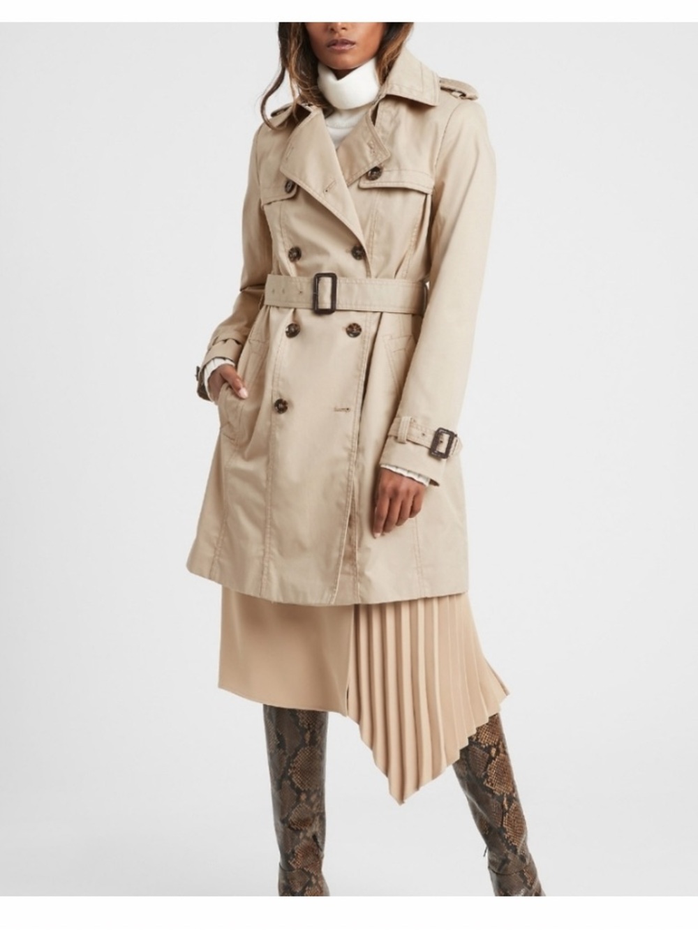 Banana Republic Military Inspired Double Breasted Belted Lined Trench Coat XL